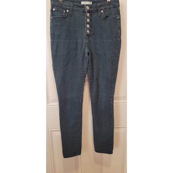 Nine West Women's Jeans High Rise Skinny Button Fly Dark Blue 5 Size 6 - Picture 3 of 9